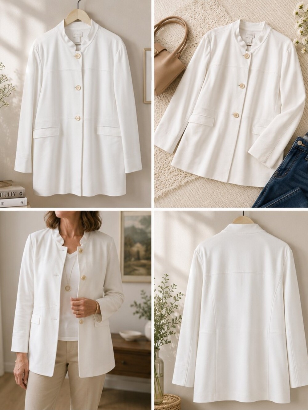 Chico's Stretch Rayon Blend Long Line Button Topper Jacket – 3 / XL